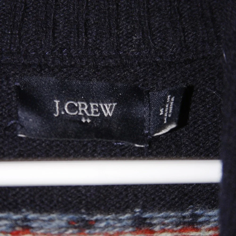 J Crew Shawl Collar Cardigan Mens M Navy Blue Fair Isle‎ Lambs Wool F7549